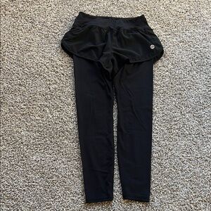 Chic Black Kids Leggings with Skirt Overlay